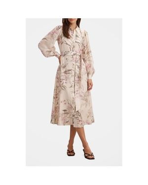 EVER NEW Hazel Long Sleeve Floral Print Midi Shirtdress - Natural
