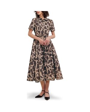 FREEMARKET Animal Print A-Line Midi Dress - Brown