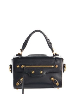 Balenciaga Le City Sleek Box Leather Satchel - Blue
