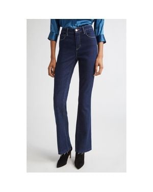 L'Agence Ruth Raw Hem Straight Leg Jeans - Blue