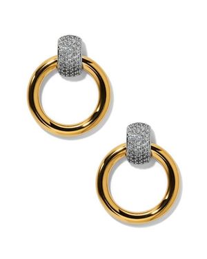 Nadri Gemini Two-Tone Pavé Door Knocker Earrings - Metallic