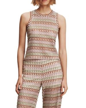 Veronica Beard Rhett Stripe Crochet Knit Tank - Multicolor