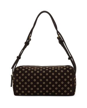 Mango Suede Eyelet Shoulder Bag - Black