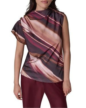Donna Karan Printed High Neck Sleeveless Top - Red
