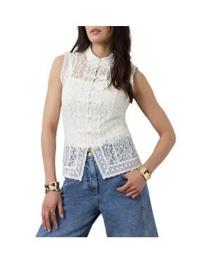 Mint Velvet Lace Detail Military Top - Blue