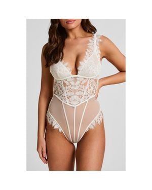 Hunkemöller Grace Lace & Mesh Bodysuit - Brown