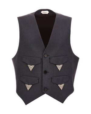 Versace Lightweight Wool & Mohair Vest - Black