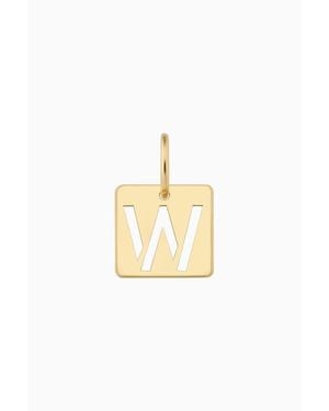 Oradina 14K Initial Tile Pendant Charm - White