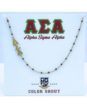 Color Shout Alpha Sigma Alpha Greek Letter Side Set Necklace - Blue