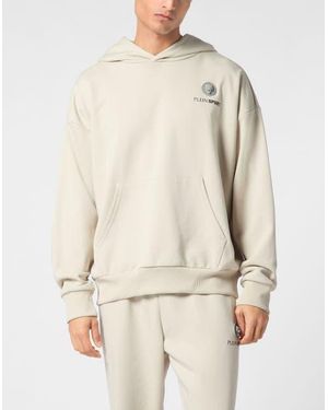 Philipp Plein Oversize Hoodie Sweatshirt Ls Scratch - Natural