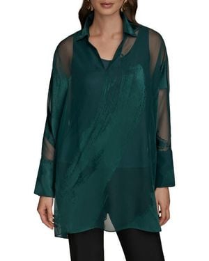 Donna Karan Brushstroke Burnout Tunic - Green