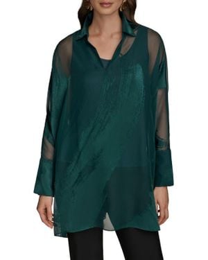 Donna Karan Brushstroke Burnout Tunic - Green