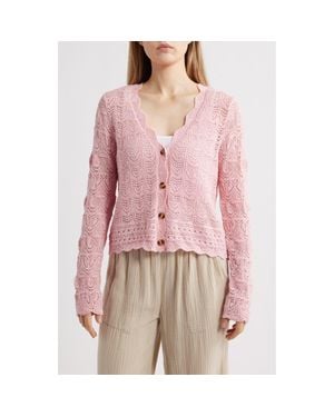 Beach Lunch Lounge Tamia Pointelle Knit Cardigan - Red