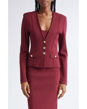 St. John Kay Santa Roma Knit Jacket - Red