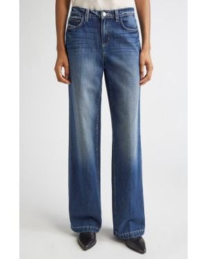 L'Agence Clayton High Waist Wide Leg Jeans - Blue