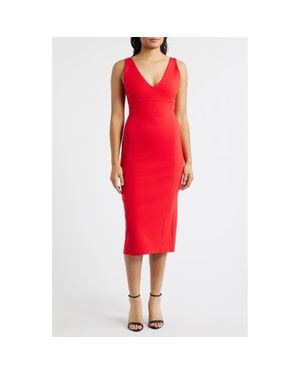 Spanx Spanxshape Ponte V-Neck Sleeveless Midi Dress - Red