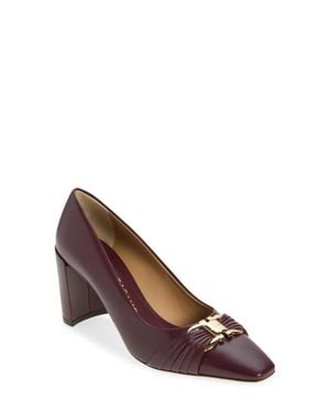 Ferragamo Double Gancio Pleated Toe Pump - Brown