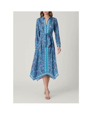 Shoshanna Adair Pelotas Border Paisley Dress - Blue