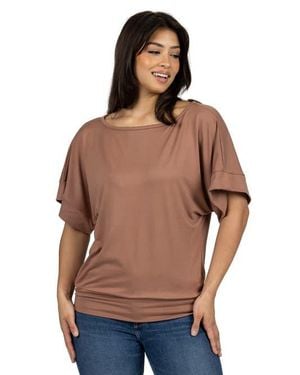 24seven Comfort Apparel Loose Fit Dolman Top With Wide Sleeves - Blue