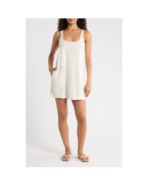 Marine Layer Whipstitch Detail French Terry Shift Dress - Natural