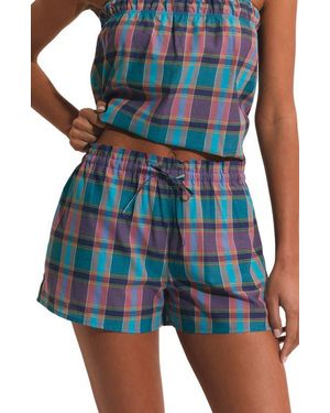 Etam Vagabonde Plaid Cotton Sleep Shorts - Blue