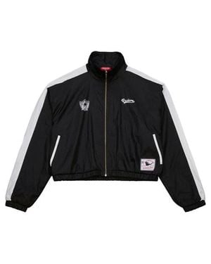 Mitchell & Ness Oakland Raiders Nylon Cropped Full-Zip Jacket - Black