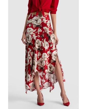 Alice + Olivia Rosa Asymmetrical Midi Skirt - Red