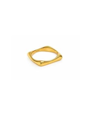 ADIBA Plain Minamilist Square Stainless Steel Ring - Metallic