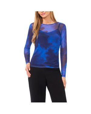 Halogen® Dye Long Sleeve Mesh Shirt - Blue