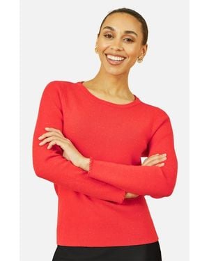 Yumi' Sparkle Knit Sweater - Red