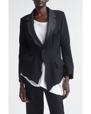 Undercover Wavy Sateen Trim Wool Stretch Twill Jacket - Black