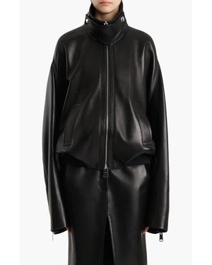 KHAITE Hamett Leather Bomber Jacket - Black