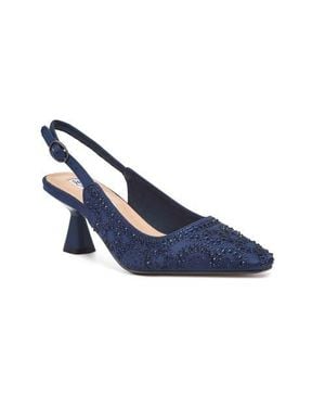 Lady Couture Geometric Rhinestone Design Slingback Pump - Blue
