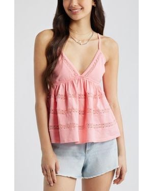 BP. Inset Lace Babydoll Cami - Red