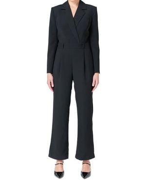 Endless Rose Long Sleeve Wide Leg Jumpsuit - Black