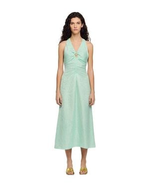 Sandro Floral Print V-Neck Maxi Dress - Green