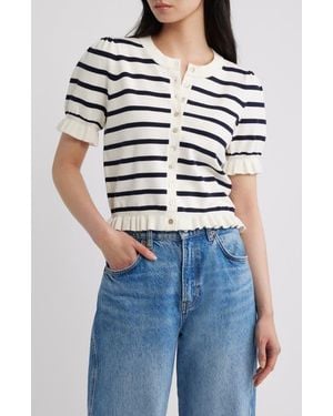Rails Lora Stripe Short Sleeve Cardigan - Blue