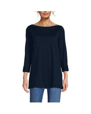 Lands' End Supima Cotton Adjustable 3/4 Sleeve Boatneck Tunic - Blue