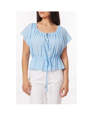 Scotch & Soda Broderie Tie Front Top - Blue