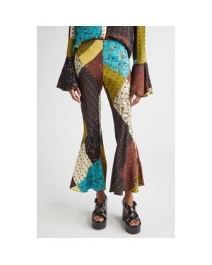 Siedres Jeslynn Patchwork Print Flare Pants - Blue