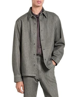 Theory Stretch Cotton Denim Overshirt - Gray