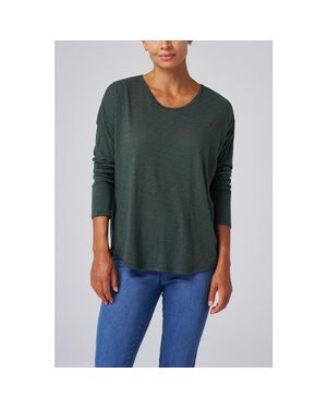 Franne Golde Slub Jersey Relaxed Long Sleeve Tee - Green