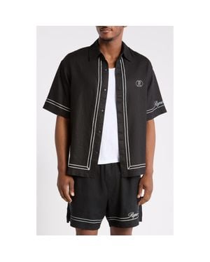 Represent Border Stripe Cotton Button-Up Shirt - Black