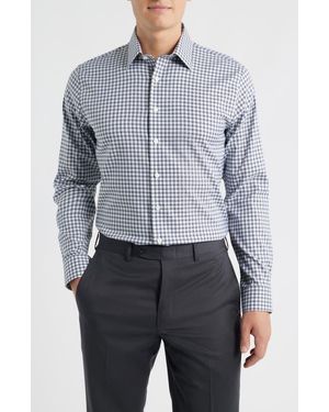 Nordstrom Trim Fit Check Premium Performance Twill Dress Shirt in Blue for  Men | Lyst