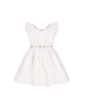 Hope & Henry Kids' Linen Ruffle Sweater With Embroidery - White