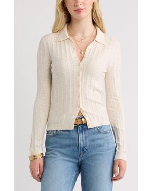 Treasure & Bond Ribbed Pointelle Cardigan - White