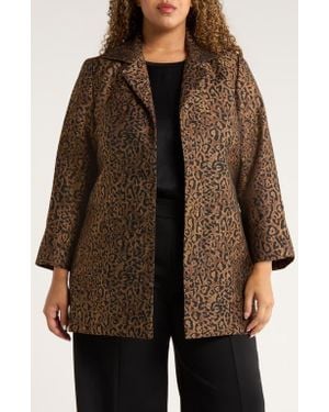 Kasper Leopard Print Topper Coat - Brown