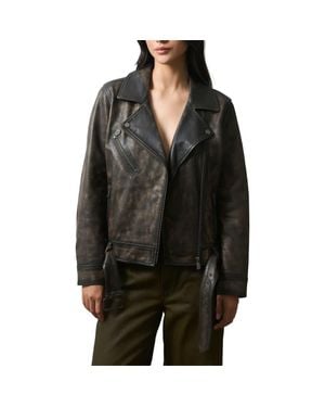 Velez Efos Leather Biker Jacket - Black