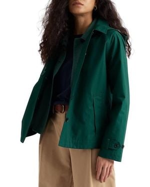 Seasalt Cornwall Neap Tide Waterproof Organic Cotton Jacket With Removable Hood - Green