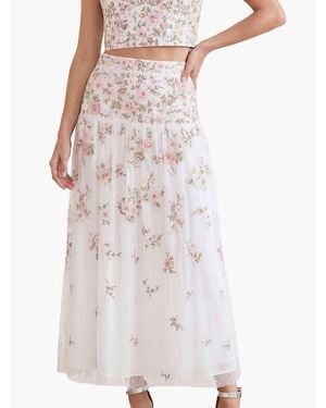 Needle & Thread Eden Rose Ankle Skirt - White